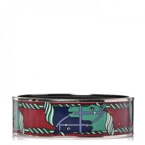 HERMES Enamel Printed Wide Quadrige Bracelet 75